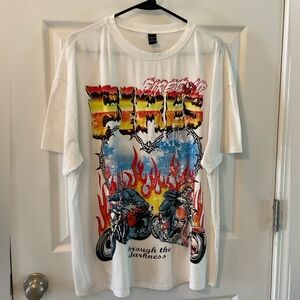 SHEIN Men’s Size Large Short Sleeve Graphic White/Off White Tee